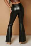 Brownness Casual Solid Patchwork Skinny High Waist Speaker Solid Color Trousers