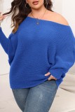 Blue Casual Solid Patchwork O Neck Tops