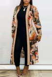 Black White Casual Print Patchwork Cardigan Outerwear