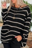 Pink Casual Striped Contrast O Neck Tops