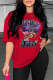 Red Casual Print Basic O Neck T-Shirts
