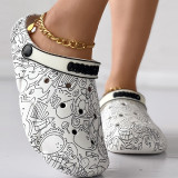 White Casual Living Graffiti Patchwork Round Comfortable Shoes