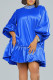 Royal Blue Elegant Solid Bandage Patchwork Beading Mandarin Collar Ball Gown Dresses