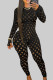 Black Sexy Solid Hollowed Out Patchwork Zipper O Neck Skinny Jumpsuits