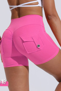 Pink Sportswear Solid Patchwork Pocket Buttons