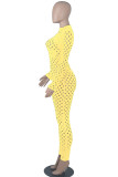 Red Sexy Solid Hollowed Out Patchwork Zipper O Neck Skinny Jumpsuits