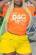 Orange Casual Print Letter O Neck T-Shirts