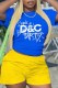 Blue Casual Print Letter O Neck T-Shirts