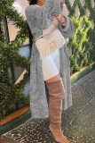 Light Gray Casual Solid Cardigan Outerwear