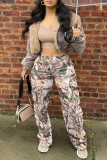 Multicolor Casual Print Patchwork Skinny High Waist Conventional Full Print Trousers (Subject To The Actual Object)