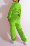Red Casual Sportswear Solid Patchwork Draw String Zipper Zipper Collar Long Sleeve Two Pieces