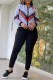 White Casual Print Letter Zipper Collar Long Sleeve Two Pieces