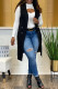 Black Casual Solid Cardigan Turndown Collar Outerwear