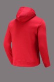 Red Casual Print Letter Hooded Collar Tops