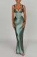 Green Sexy Solid Backless Spaghetti Strap Long Dress Dresses