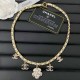 White Gold Elegant Letter Patchwork Rhinestone Necklaces