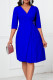 Royal Blue Casual Solid Patchwork Fold V Neck A Line Dresses