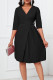 Black Casual Solid Patchwork Fold V Neck A Line Dresses