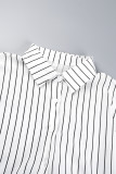 Stripe Casual Striped Patchwork Frenulum Buckle Shirt Collar Shirt Dress Dresses