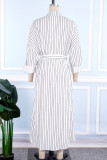 Stripe Casual Striped Patchwork Frenulum Buckle Shirt Collar Shirt Dress Dresses