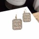 White Gold Simplicity Letter Pearl Rhinestone Earrings