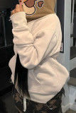 Pink Casual Street Print Patchwork Pocket Zipper Hooded Collar Tops