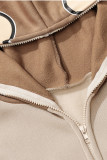 Pink Casual Street Print Patchwork Pocket Zipper Hooded Collar Tops