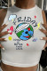 White Street Print Patchwork O Neck Tops