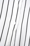Stripe Casual Striped Patchwork Frenulum Buckle Shirt Collar Shirt Dress Dresses