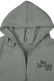 Khaki Casual Letter Patchwork Draw String Pocket Hooded Collar Long Sleeve Three Pieces