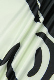 Cream White Casual Daily Simplicity Mixed Printing Frenulum Printing V Neck Regular Jumpsuits