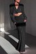 Black Casual Solid Patchwork Turndown Collar Long Sleeve Two Pieces