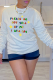 White Casual Vintage Print Patchwork Letter O Neck Tops