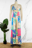 Colour Casual Daily Simplicity Mixed Printing Printing Contrast Straight Jumpsuits