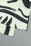 Cream White Casual Daily Simplicity Mixed Printing Frenulum Printing V Neck Regular Jumpsuits