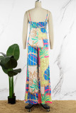 Colour Casual Daily Simplicity Mixed Printing Printing Contrast Straight Jumpsuits