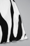 White Casual Sweet Daily Simplicity Printing Halter A Line Dresses