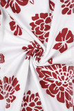 Pink Street Print Patchwork See-through O Neck Long Sleeve Two Pieces