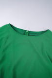 Green Elegant Solid Patchwork Zipper O Neck Long Dress Dresses