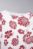 Pink Street Print Patchwork See-through O Neck Long Sleeve Two Pieces