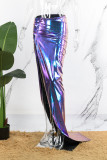 Purple Sexy Casual Solid Slit Skinny High Waist Conventional Solid Color Skirts