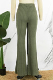 Green Casual Solid Basic Skinny High Waist Conventional Solid Color Trousers