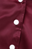 Burgundy Casual Solid Patchwork Outerwear
