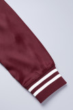 Burgundy Casual Solid Patchwork Outerwear