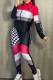 Red Casual Print Letter Zipper Collar Long Sleeve Two Pieces