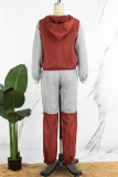 Silver Casual Solid Patchwork Zipper Hooded Collar Long Sleeve Two Pieces
