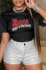 Black Street Vintage Print Patchwork O Neck T-Shirts