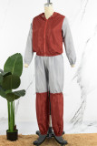 Silver Casual Solid Patchwork Zipper Hooded Collar Long Sleeve Two Pieces