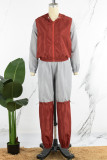 Silver Casual Solid Patchwork Zipper Hooded Collar Long Sleeve Two Pieces