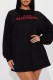 Black Casual Letter Print Basic O Neck Long Sleeve Dresses